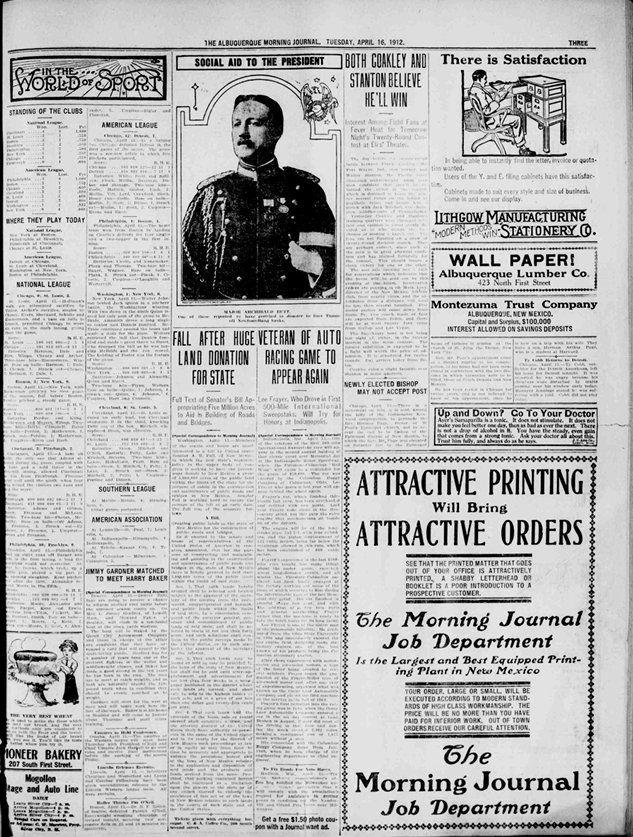 Albuquerque Morning Journal du 16/04/1912